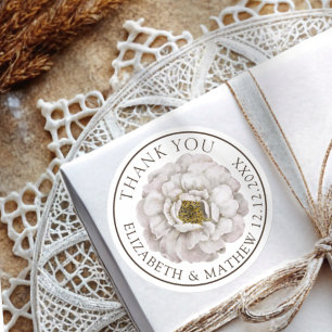 Elegante Etiqueta de Agradecimiento de Boda Floral