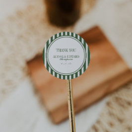 Elegante etiqueta de agradecimiento de boda verde 