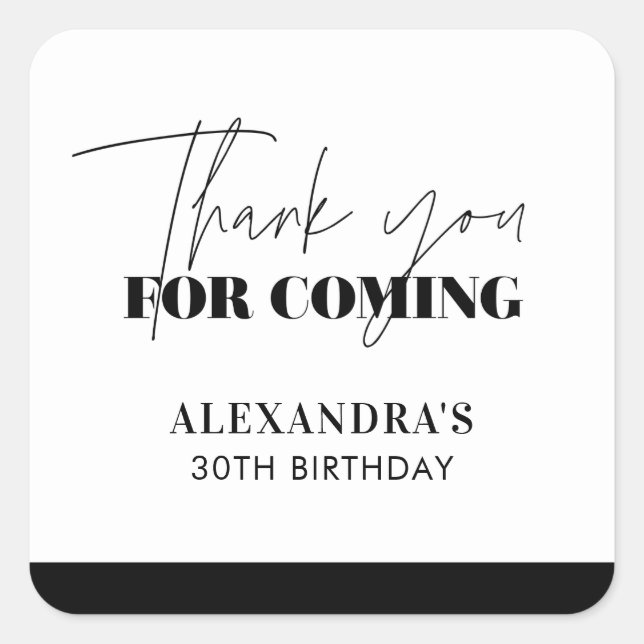 Elegante etiqueta de agradecimiento de cumpleaños  (Anverso)