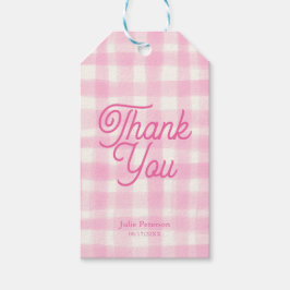 Elegante etiqueta de agradecimiento de gingham ros