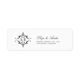 Elegante Etiqueta de Boda de Monograma de Escudo b