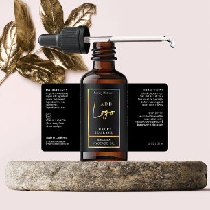 Elegante Etiqueta de botella de aceite de pelo neg