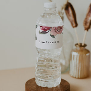 Elegante Etiqueta de botella de agua floral de ver