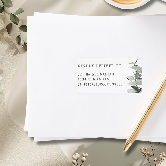 Elegante etiqueta de correo Eucalyptus para matrim (Elegant Eucalyptus Mailing Label for Wedding RSVP Envelope)