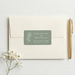Elegante Etiqueta De Dirección De Boda Botánica Ve
