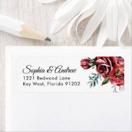 Elegante etiqueta de dirección de boda rústica con