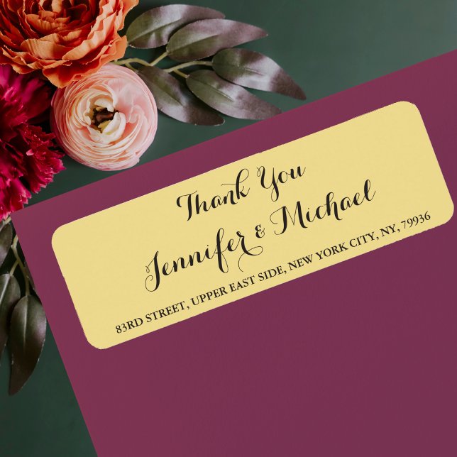 Elegante Etiqueta de dirección de devolución de ag (Elegant Wedding Thank You Return Address Label)