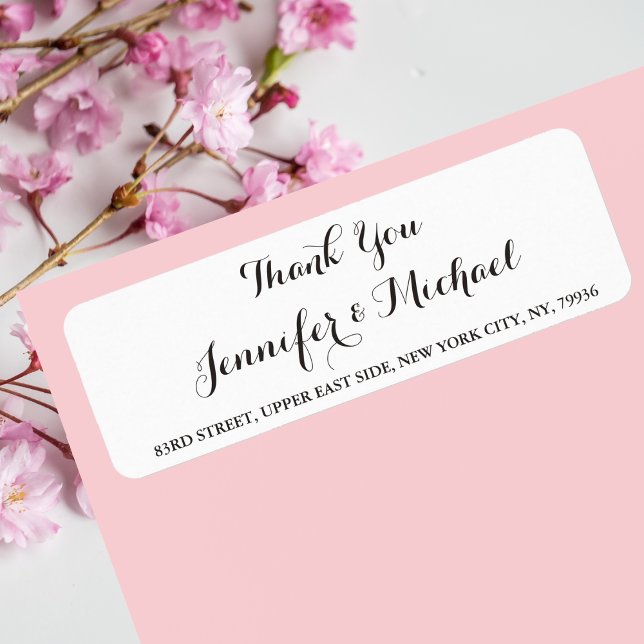 Elegante Etiqueta de dirección de devolución de ag (Elegant Wedding Thank You Return Address Label)