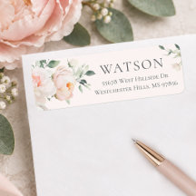 Elegante Etiqueta de Dirección de Envío Floral Ros