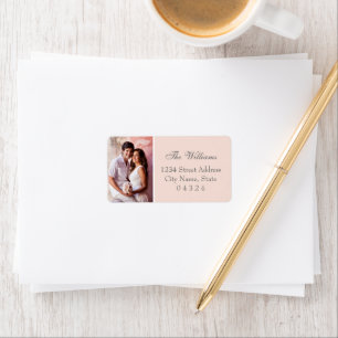 Elegante etiqueta de dirección de foto de boda en 