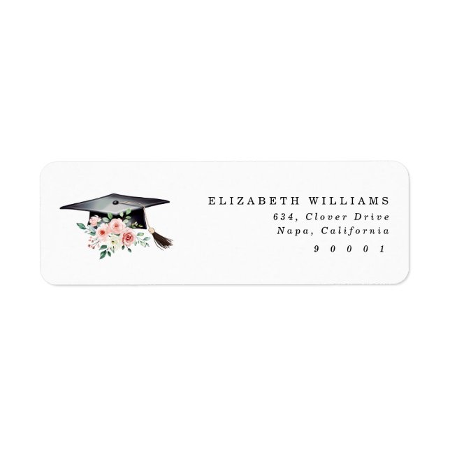 Elegante etiqueta de dirección de Gorra de graduac (Frente)