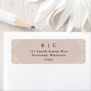 Elegante Etiqueta de Dirección de Regreso de Boda