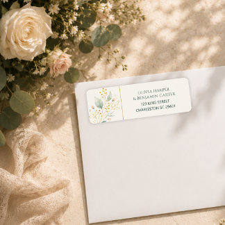 Elegante etiqueta de dirección de regreso en verde