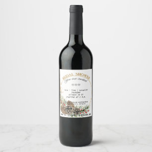 Elegante etiqueta de ducha de novia para vino.