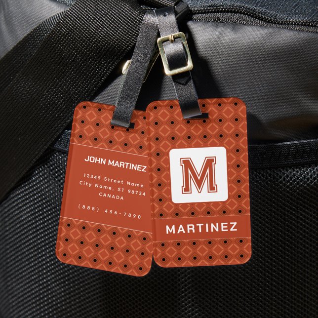 Elegante etiqueta de equipaje marrón para el hombr (Subido por el creador)