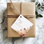 Elegante etiqueta de favor de boda floral Boho Fal<br><div class="desc">Añade un toque personal a tus favores y regalos de boda con esta elegante etiqueta de agradecimiento de boda floral. Con rosas de acuarela pintados a mano y follaje en tonos cálidos, melocotón y ciruela, emparejados con un guión elegante, esta etiqueta es a la vez elegante y atemporal. Personalizable con...</div>