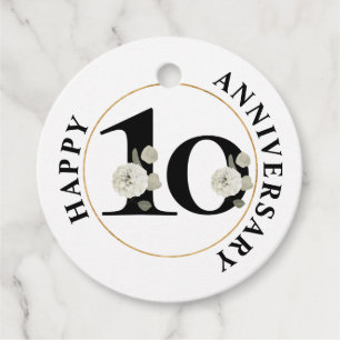 Elegante etiqueta de favor del décimo aniversario