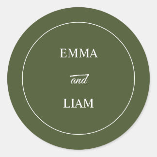 Elegante etiqueta de monograma de boda clásica mod