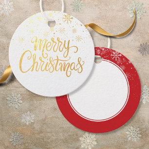Elegante etiqueta de Navidad con copos de nieve en