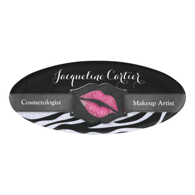 Elegante etiqueta de nombre ovalado del Purpurina  (Anverso)