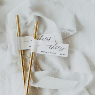 Elegante etiqueta de pajita para bodas para brinda