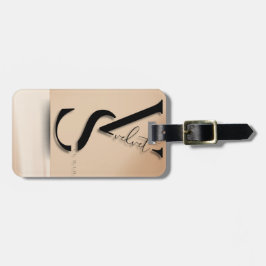 Elegante etiqueta de portaequipajes de monograma