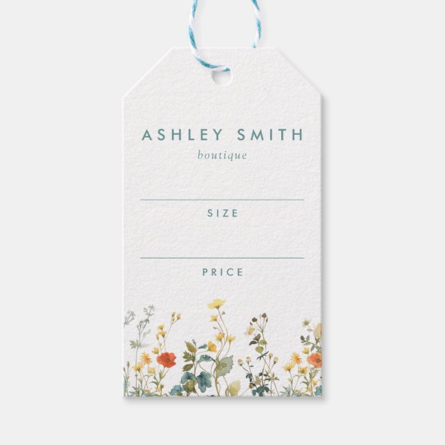Elegante etiqueta de precio de campo de flores sil (Anverso)