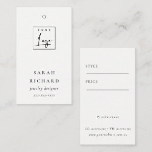 Elegante etiqueta de precio de logotipo blanco mín