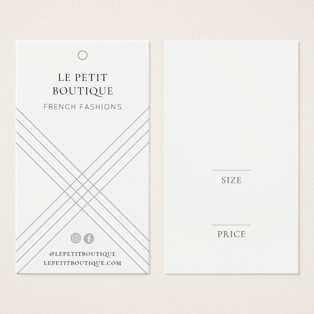 Elegante etiqueta de precio de ropa gris geométric (Anverso y reverso)