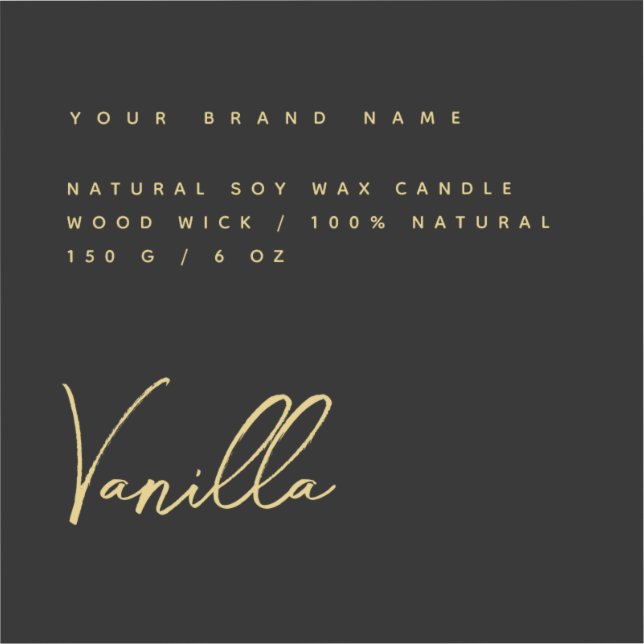 Elegante etiqueta de producto de velas de oro negr (Anverso)