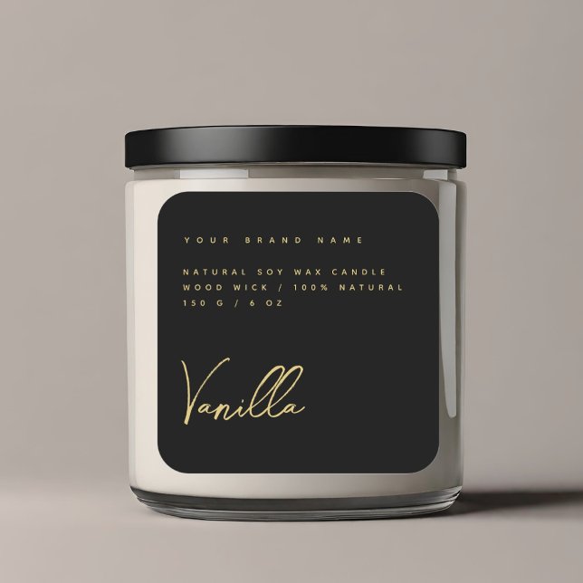 Elegante etiqueta de producto de velas de oro negr (Subido por el creador)