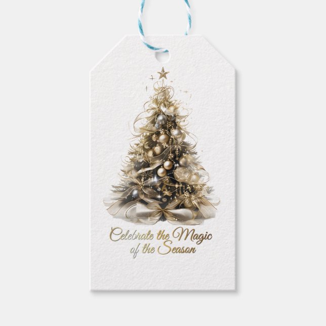 Elegante etiqueta de regalo de árbol de Navidad (Anverso)