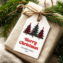 Elegante etiqueta de regalo de árbol de Navidad de