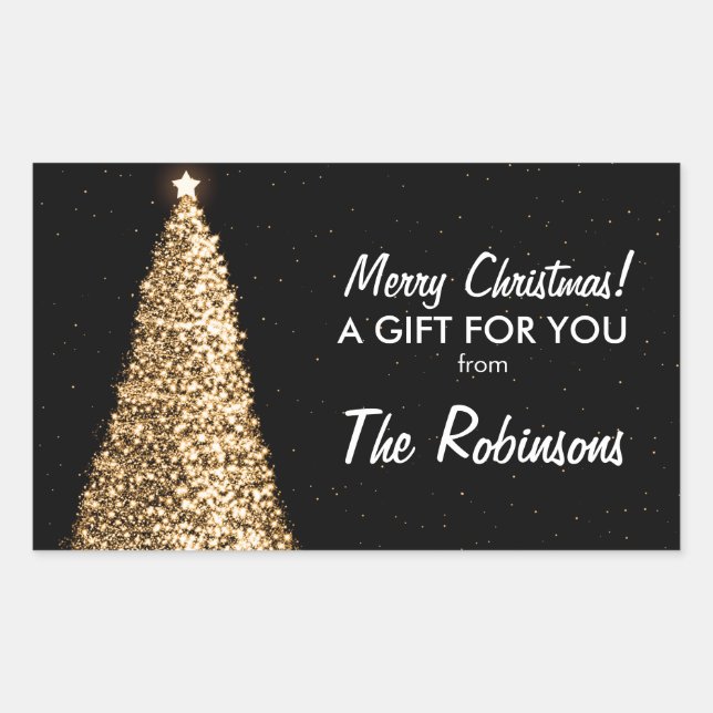 Elegante etiqueta de regalo de árbol de Navidad do (Anverso)