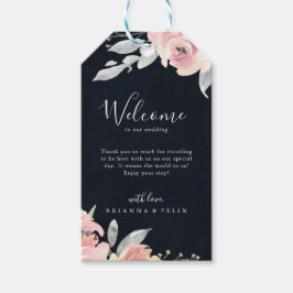 Elegante etiqueta de regalo de bienvenida de Boda