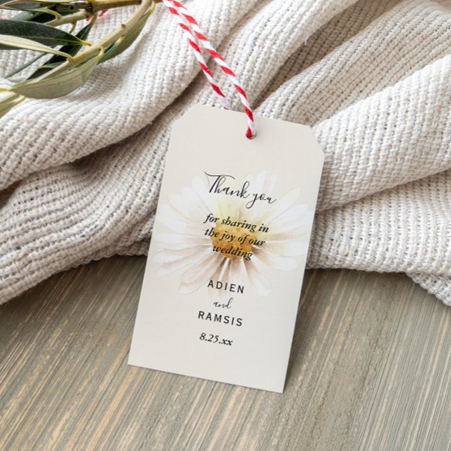 Elegante etiqueta de regalo de Boda de margarita (Subido por el creador)