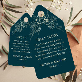 Elegante etiqueta de regalo de Boda floral de oro