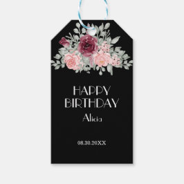 Elegante etiqueta de regalo de cumpleaños de la Fl