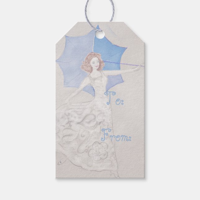 Elegante etiqueta de regalo de ducha de novia (Anverso)