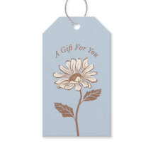 Elegante etiqueta de regalo de margarita azul clar