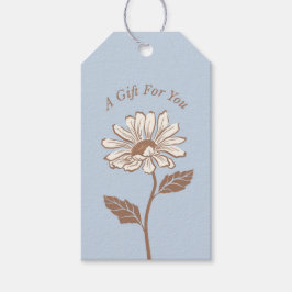 Elegante etiqueta de regalo de margarita azul clar