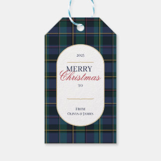 Elegante etiqueta de regalo de Navidad con estampa