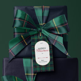 Elegante etiqueta de regalo de Navidad con estampa
