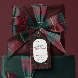 Elegante etiqueta de regalo de Navidad con estampa