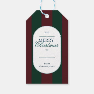 Elegante etiqueta de regalo de Navidad con estampa