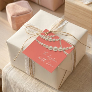 Elegante etiqueta de regalo de perla – "A (Nombre)
