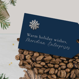 Elegante etiqueta de regalo de vacaciones con copo