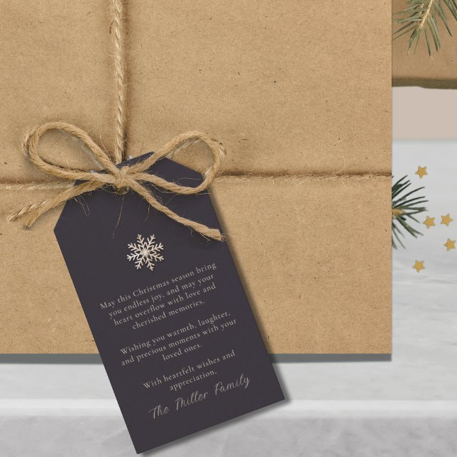 Elegante etiqueta de regalo de vacaciones con copo (Subido por el creador)