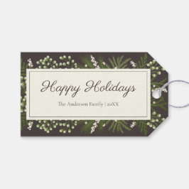 Elegante etiqueta de regalo de vacaciones con dise