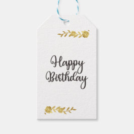 Elegante etiqueta de regalo floral de oro